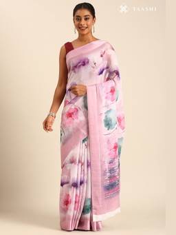 Taashi - Magenta Canvas Wash Pink Saree