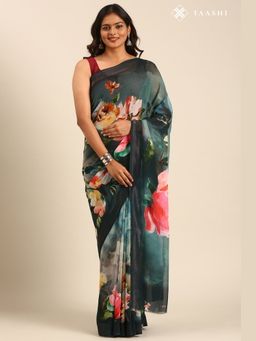 Taashi - Pine Emerald Sanctuary Green Saree