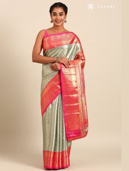 Taashi - Sage Iridescence Green Saree