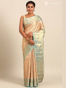 Taashi - Pastel Peach Silk Korvai Tissue Kanjivaram Weave Saree