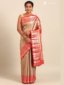 Taashi - Dark Bronze Silk Korvai Tissue Kanjivaram Weave Saree