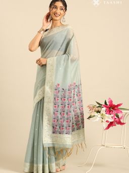 Taashi - Eucalyptus Glade Green Saree