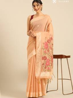 Taashi - Pastel Multi-Color Linen Woven Saree