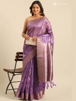 Taashi - Light Mauve Organza Contemporary Printed Saree