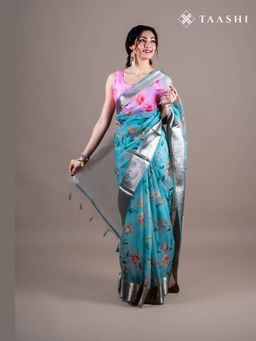 Taashi - The Azure Lattice Multi-Color Saree