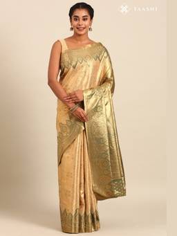 Taashi - Gold Silk Korvai Tissue Kanjivaram Weave Saree
