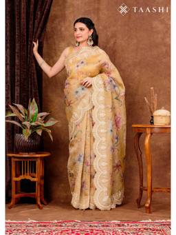 Taashi - Gilded Amber Meadow Multi-Color Saree