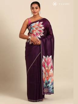 Taashi - Amethyst Peacock Purple Saree
