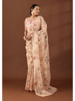 Taashi - Pastel Multi-Color Tissue Printed Embroidered Multi-Color Saree