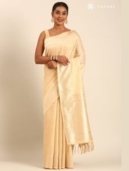 Taashi - The Oblique Meridian Beige Saree