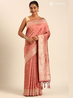 Taashi - The Gilded Lattice Beige Saree