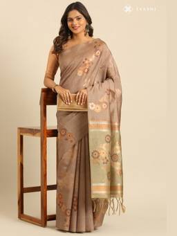 Taashi - Brown Mocha Tussar Contemporary Woven Saree