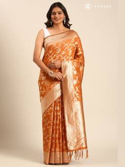 Taashi - Red Tussar Contemporary Woven Saree