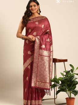 Taashi - The Heritage Script Red Saree