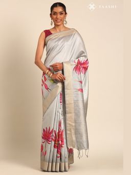 Taashi - The Terracotta Verse Grey Saree