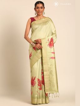 Taashi - Clay Staccato Green Saree