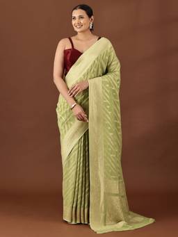 Taashi - Pastel Multi-Color Georgette Contemporary Woven Saree
