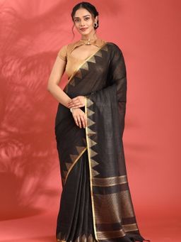 Taashi - The Black Orchid Impression Black Saree