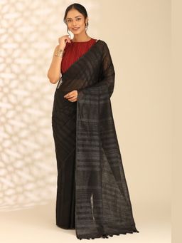 Taashi - The Smoked Obsidian Black Saree