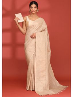 Taashi - A Linear Resonance Cream Saree