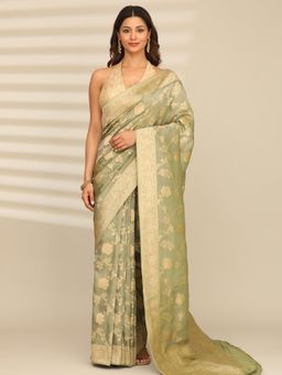 Taashi - Vellum Nocturne Olive Saree