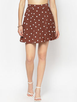 Sera - Brown Umbrella Printed Skirt