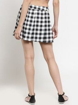Sera - Women'S Black Checkered Printed Flared Skirt