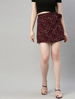 Sera - Burgundy Tie Knot Wrap Skirt