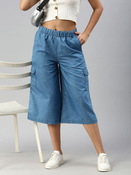 De Moza - Light Blue Women's Casual Culottes