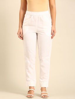De Moza - White Women's Casual Pant