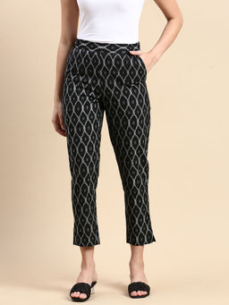 De Moza - Black Women's Printed Casual Pant
