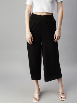 De Moza - Black Women's Casual High Waist Palazzo