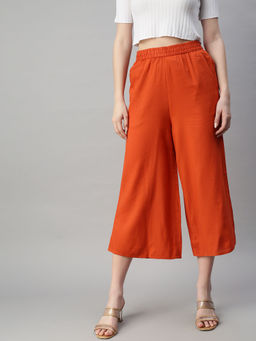 De Moza - Orange Women's Casual Palazzo