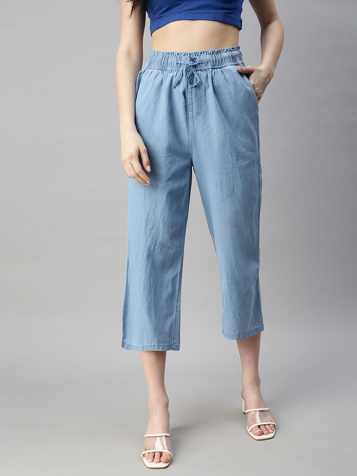 de moza Mid Blue Women's Casual Pant-picture-19