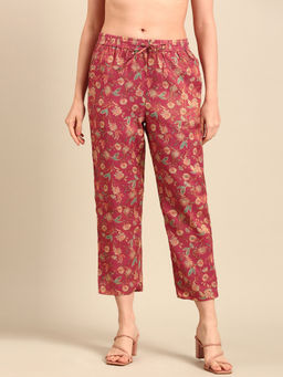 De Moza - Dark Pink Women's Printed Pant