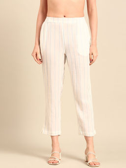 De Moza - White Women's Casual Pant