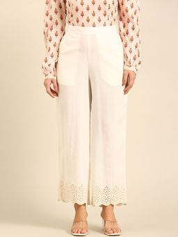 De Moza - Off White Women's Casual Palazzo