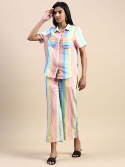 De Moza - Multi-Colour Women's Casual Pant with Belt (Set of 2)