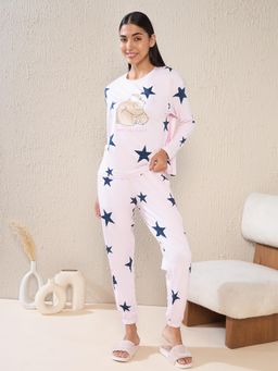 Sweet Dreams - Women Printed Top With Pyjama White