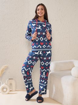 Sweet Dreams - Women Printed Pyjama Navy Blue