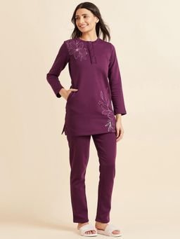 Sweet Dreams - Women Printed Kurti With Pyjama Purple