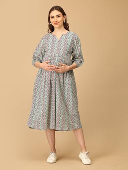 The Mom Store - Nomad Chevron Maternity And Nursing Dress