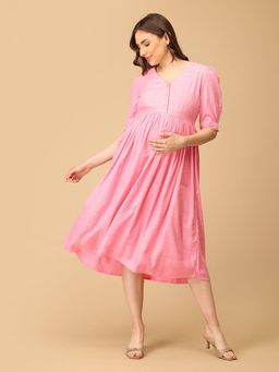 The Mom Store - Pink Me Up Maternity And Nursing Dress