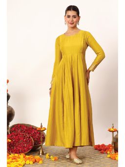 Putchi - Cotton Classic Full-Length Sleeves Straight Amba Feeding Dress - Sunny Yellow