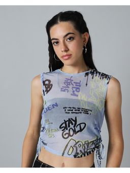 Bewakoof - Air 1.0 Women's Purple All Over Printed Slim Fit Short Top