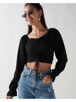 Bewakoof - Women's Black Slim Fit Short Top