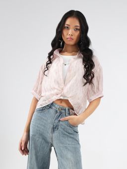 Sera - Textured Oversized Korean Shirt With Tank Top (Set of 2)