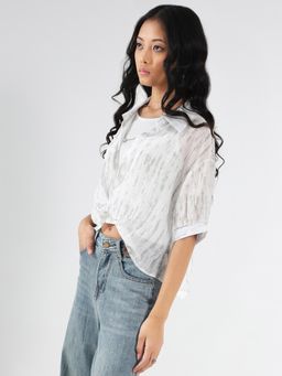 Sera - Textured Oversized Korean Shirt With Tank Top (Set of 2)