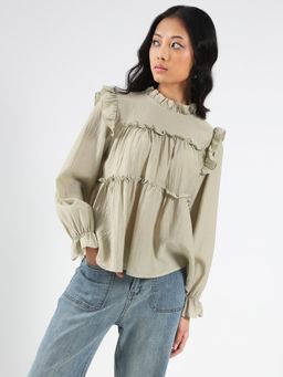 Sera - Pista Ruffled Tiered Long Sleeve Flowy Top