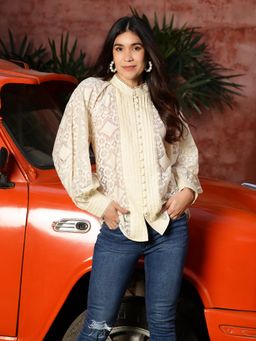PEPPINOS - Cream Embroidered Top